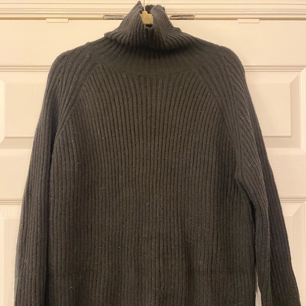 Black Ribbed Turtleneck Sweater
